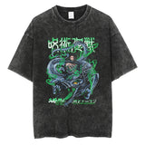 Men Vintage T-shirt Harajuku Anime Graphic Print T-Shirt