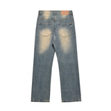 Men Jeans Yellow Niche Loose Worn Indentation