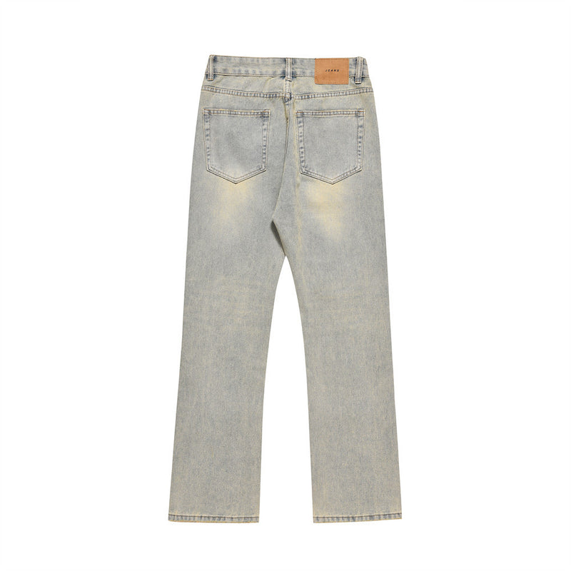 Men Jeans Yellow Ripped Worn All-Match Loose