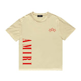 Amiri T Shirt Five-Star Letter Print Casual Hip Hop round Neck Short Sleeve T-shirt