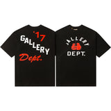 Gallery Dept T-Shirt Hand Painted Ink Splashing Alphabet Washed Retro Short Sleeve T-Shirt