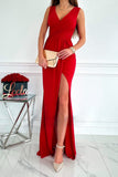 Women Dress Pure Color Split Temperament Dress