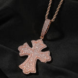 Jewelry Cross Pendant Copper Set Zircon Full Diamond Necklace Crosses Egypt Pieces Jesus Pieces
