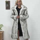 Women Fur Jacket Fashionable Warm Long-Cut Coat