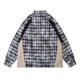 Long Sleeve Shirt Stitching Dyed Plaid Coat