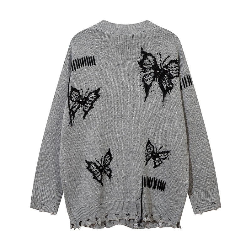 Women Sweater Butterfly Jacquard Knitted Coat
