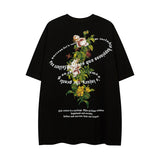 Men T-Shirt Vintage Floral Print Oversize