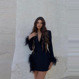 Women Dress Ostrich Feather Feather Dress