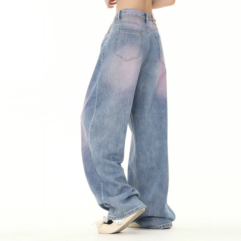 Men Jeans Inkjet Chain Accessories Loose