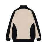 Men Sweater Half Zipped Stand Collar Sweater Five-Pointed Star