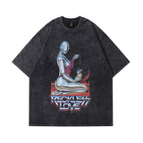 Men T-shirt Hip Hop Retro Heavy Half Sleeve Tee