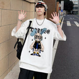 Men T Shirt Rabbit Print Summer Versatile Oversize