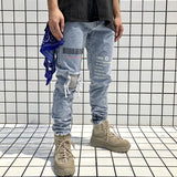 Cargo Pants Retro Embroidery Stitching Ripped