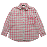 Men Long Sleeved T Shirt Letter Embroidered Street Lapel Long Sleeve Shirt Autumn Loose Fine Plaid Shirt