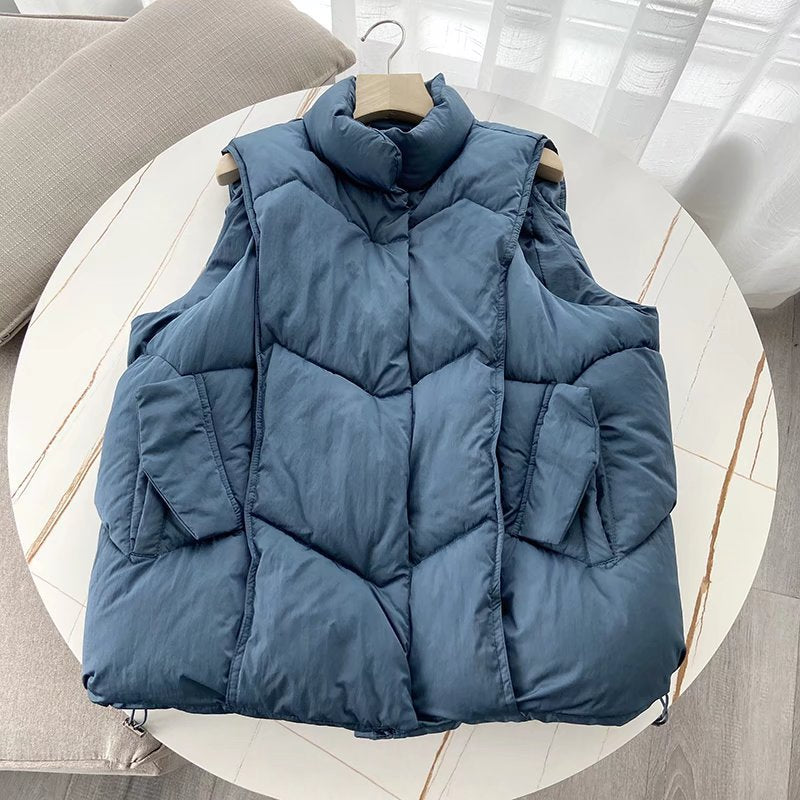 Women Vest Women Winter Casual Stand Collar Loose