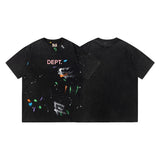 Gallery Dept T-Shirt Ink-splashing Tie-dye Alphabet Short Sleeve T-Shirt