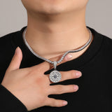 Jewelry Diamond Compass Pendant Necklace Vintage Spectrum Dog Tags