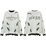 Women Sweater Bunny Graffiti Oversize Knitwear Vintage