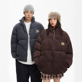 Unisex Coat Stand Collar Corduroy Thickened Couple