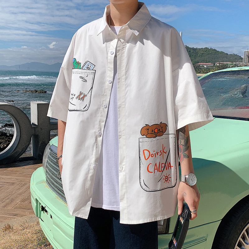 Men's Shirts Graffiti Versatile Youth Summer Thin