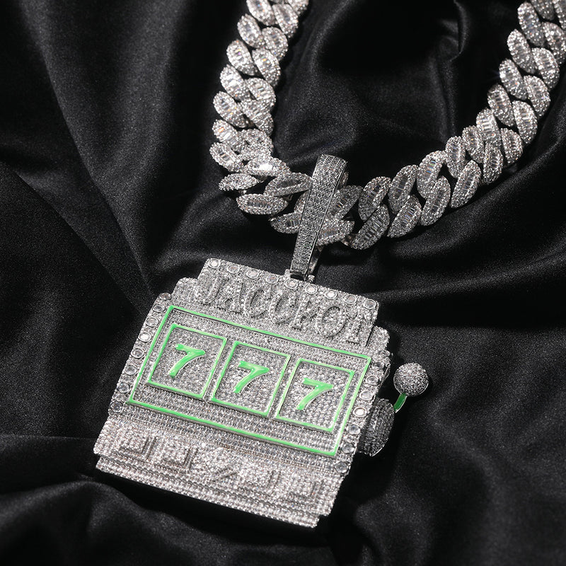 Jewelry Slot Machine Hip Hop Necklace Trendy Man Full Diamond Pendant Spectrum