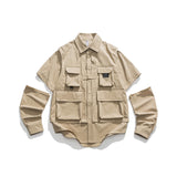 Unisex Shirt Baggy Coat Handsome Removable Sleeves
