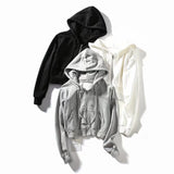 Women Hoodie Short Sexy Solid Color Simple