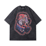 Men T-shirt Cartoon Anime Print Retro Loose