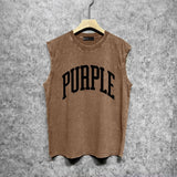 Purple Brand Distressed Tank T Shirts Distressed Sleeveless T-shirt Vest