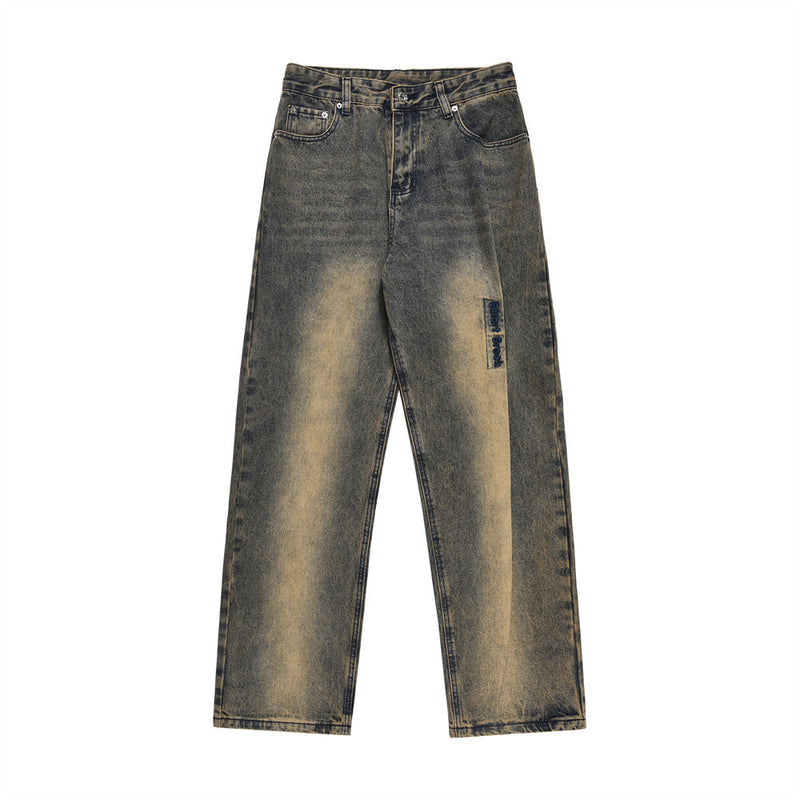 Men Jeans Dyed Loose Pleated