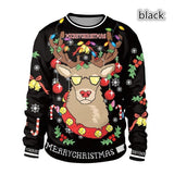 Black Christmas Sweater3d Printed Dogs and Cats Animal Christmas Leisure