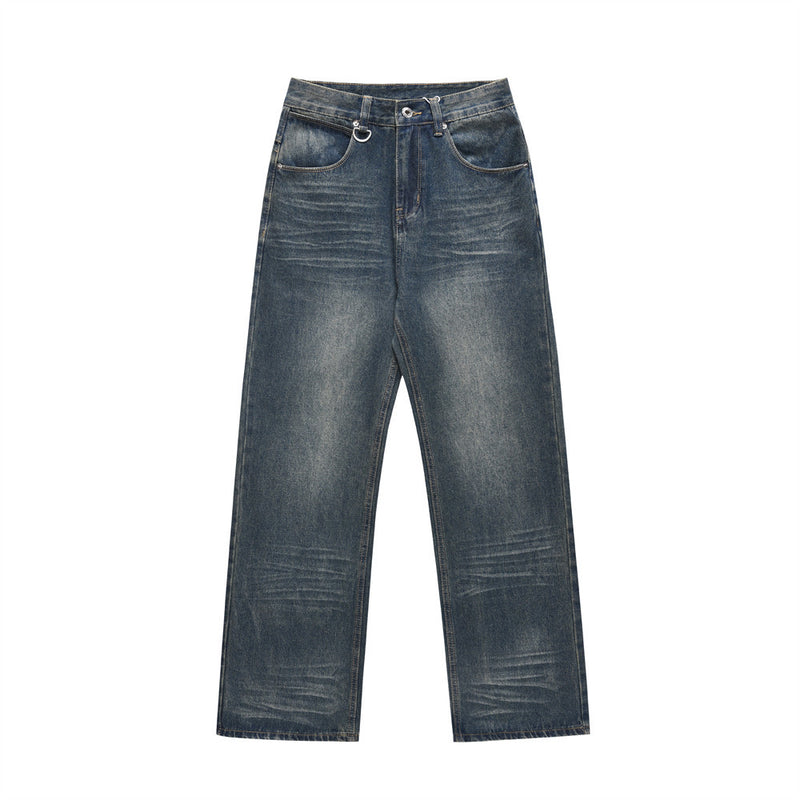 Men Jeans Trendy Distressed Indentation Loose Casual