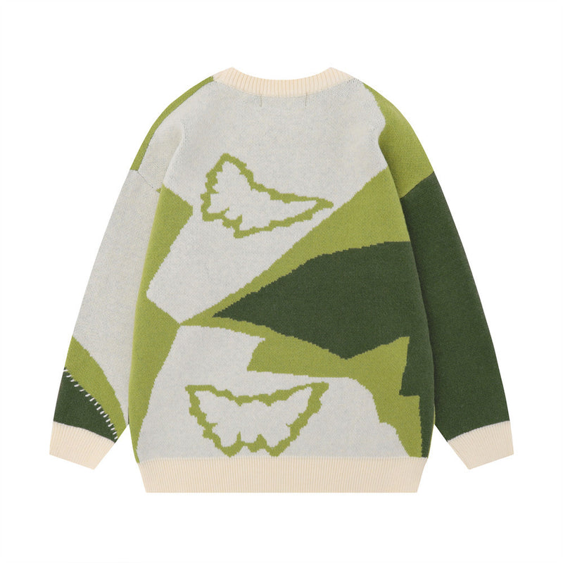 Men Sweater Cute Contrasting Color Jacquard Sweater