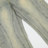 Men Jeans Stitching Distressed Retro Personal Leisure