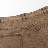 Men Jeans Distressed Stitching Zipper Decorations