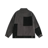 Women Jackets Vintage Contrast Color Patch Corduroy Jacket Vintage