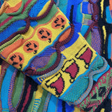 Kapital Sweater Vintage Hida Hehong Heavy Industry Pattern round Neck Retro Three-Dimensional Wave Contrast Color Sweater