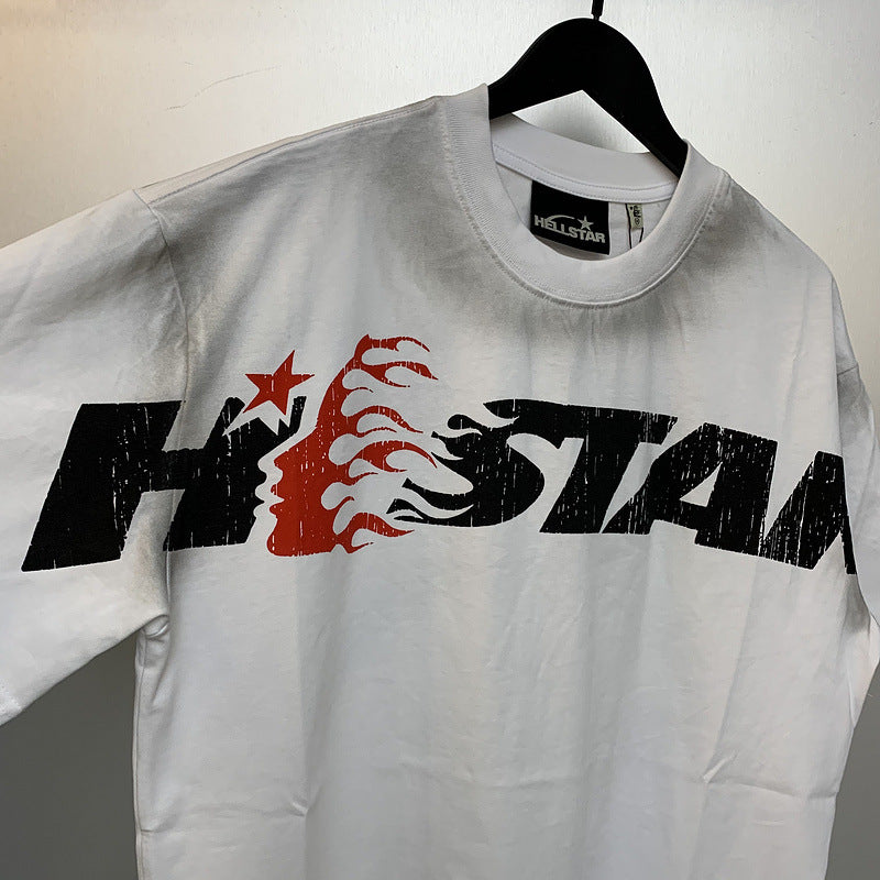 Hellstar T Shirt Vintage Old Loose Casual Short Sleeve T-Shirt