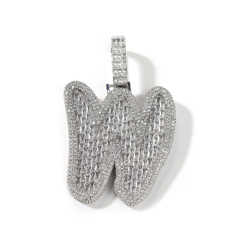 Jewelry Vintage Copper Zircon Full Diamond Pendant Necklace Word Up Spectrum