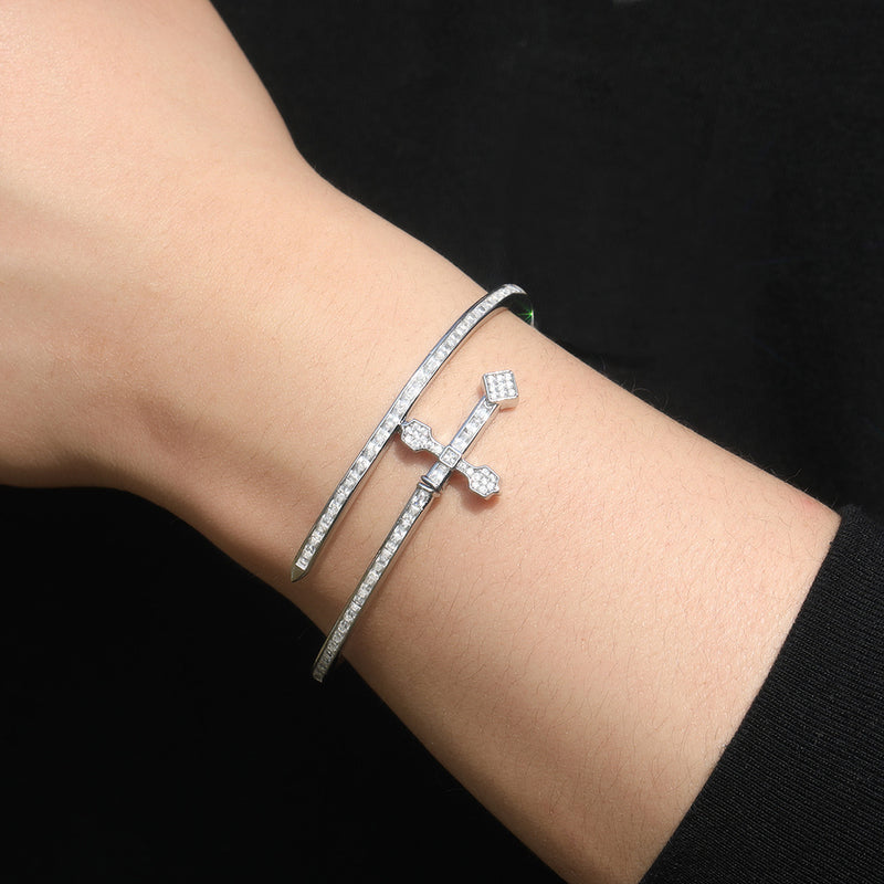 Bracelet Hip Hop Sword of Justice Bracelet Copper Zircon Full Diamond hiphop Armament Royalty