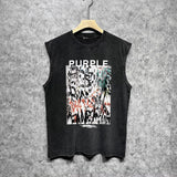 Purple Brand Distressed Tank T Shirts Distressed Sleeveless T-shirt Vest