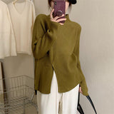 Women Pullover Sweater Button Knit Warm Shirt