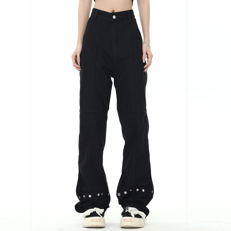 Men Jeans Stitching Casual All-Match Loose Buttons