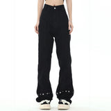 Men Jeans Stitching Casual All-Match Loose Buttons