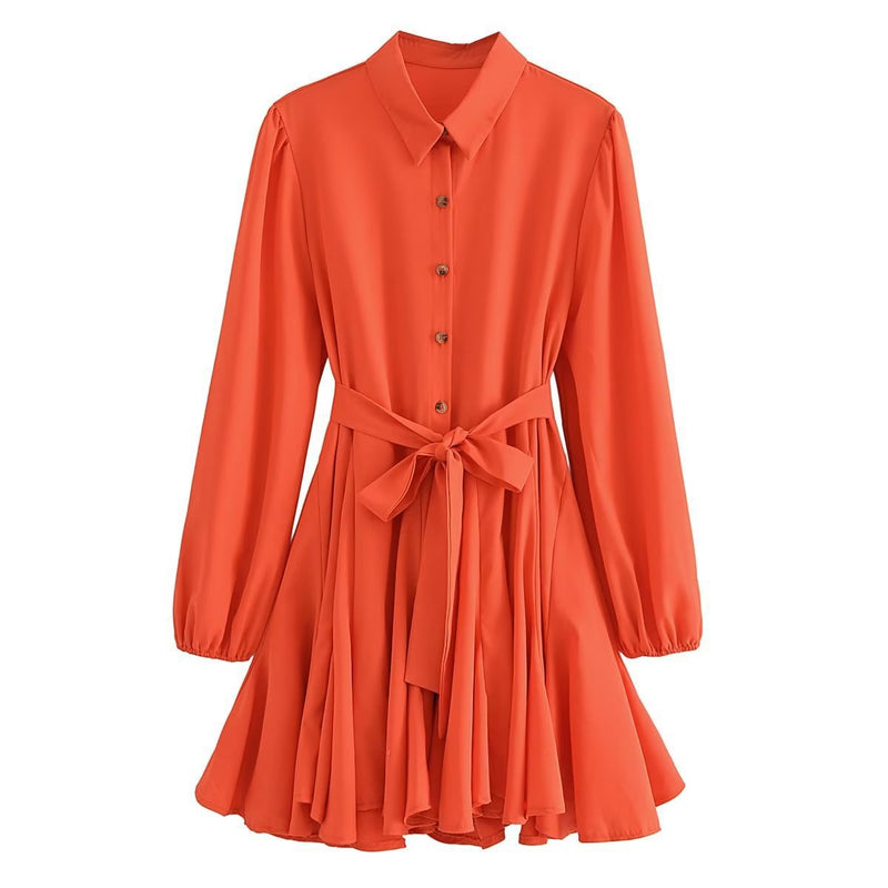 Women Dresses Elegant French Shirt Dress