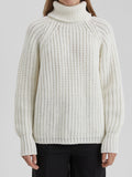 Women Work Business Casual Sweats Knitted Loose Leisure Turtleneck Thick Sweater