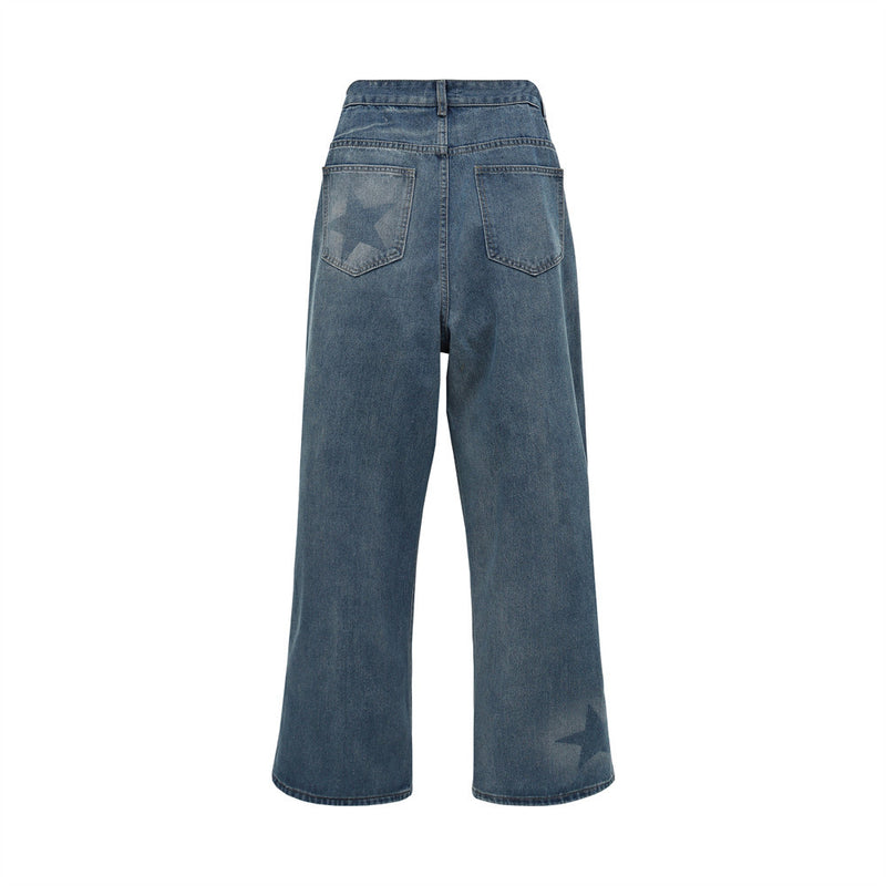 Men Jeans Star Stitching Loose