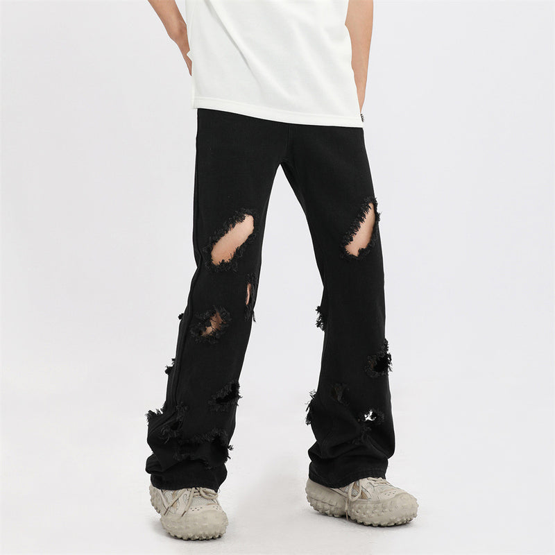 Men Jeans Scrape Hip Hop Punk Loose Hole