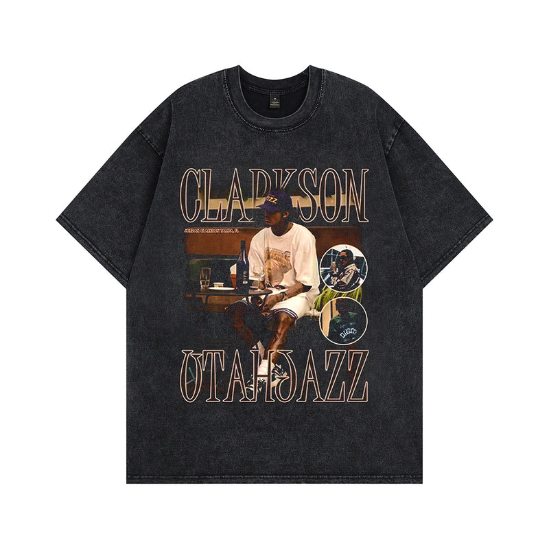 Men T-Shirt Vintage Printing Distressed Heavy Weight