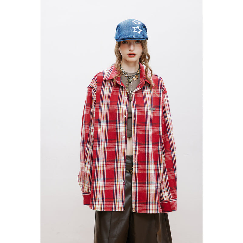 Unisex Shirt Plaid Loose